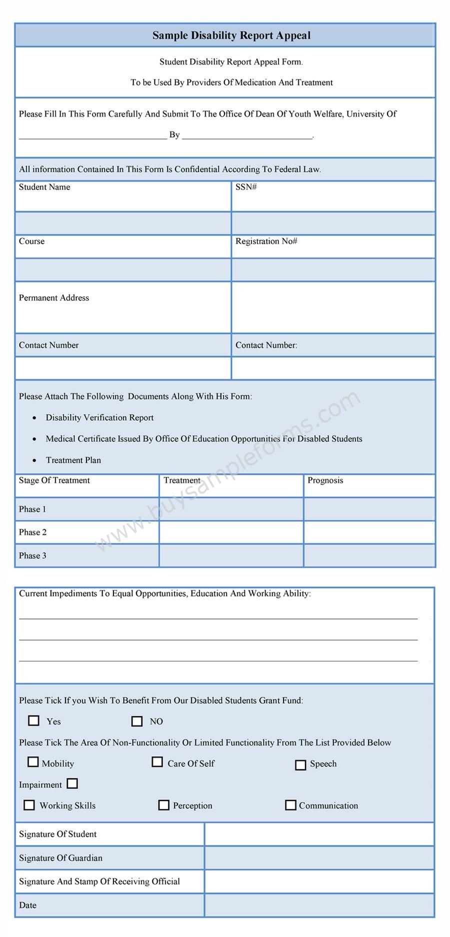 Disability Report Appeal Form