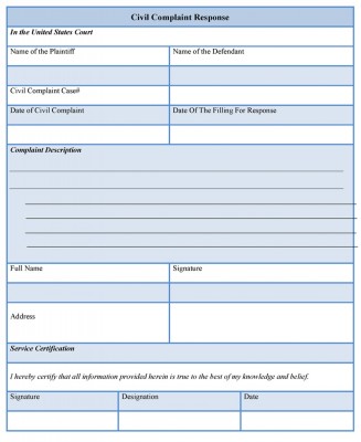 Civil Complaint Response Form