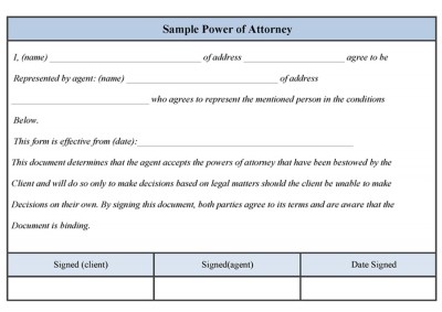 Sample Power of Attorney Form - Sample Forms