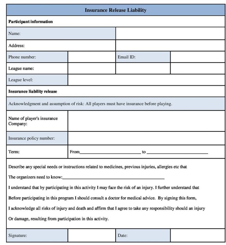 Download Insurance Release Liability Form Sample Forms