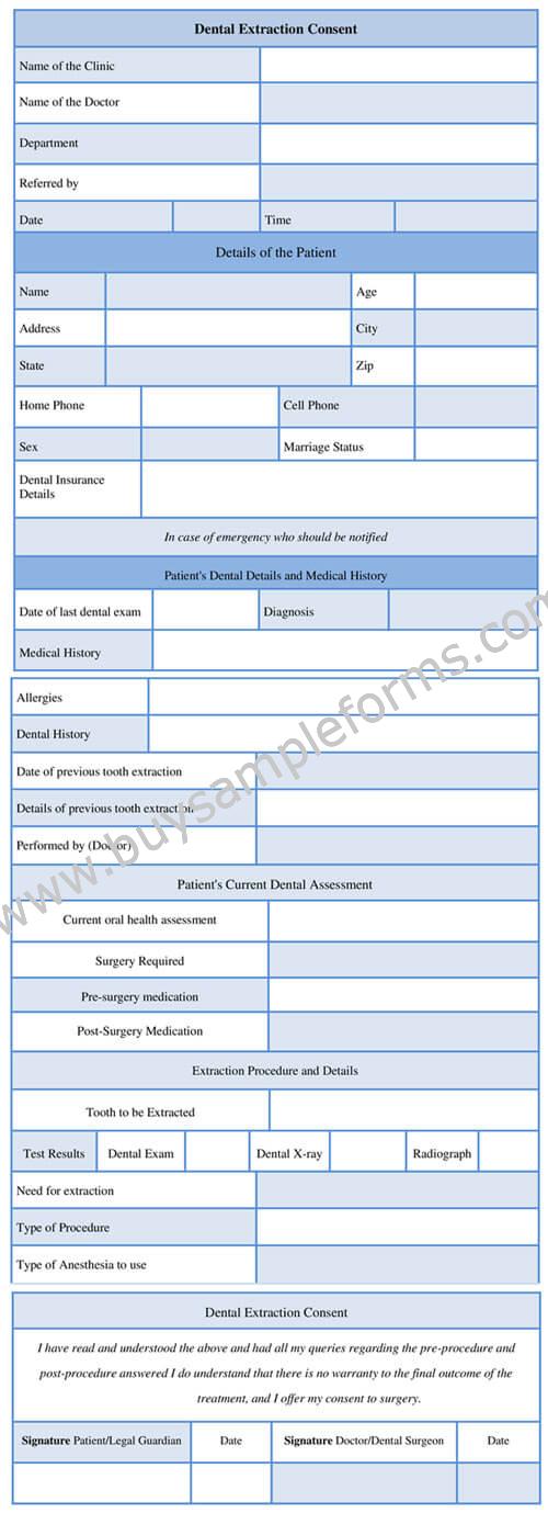 Printable Dental Extraction Consent Form - Word Template