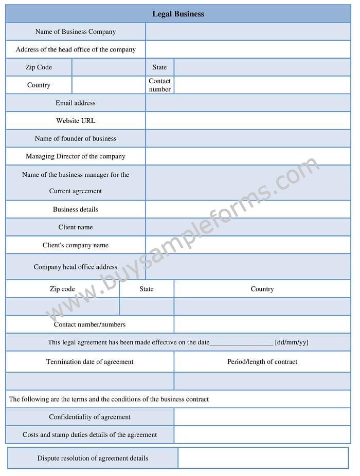 Legal Business Form Example Word Documents Download